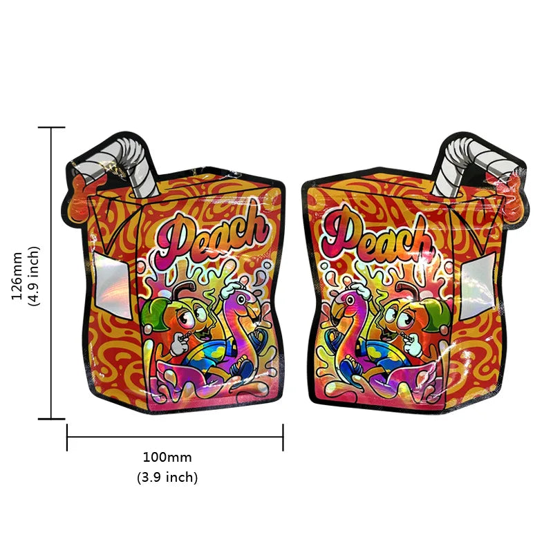 Holographic Special Shape Mylar Bag 3.5G Die Cut Cartoon Ziplock Package Rainbow Color Aluminum Foil Laser Zipper Pouch