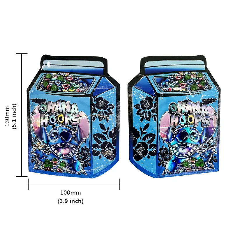 Holographic Special Shape Mylar Bag 3.5G Die Cut Cartoon Ziplock Package Rainbow Color Aluminum Foil Laser Zipper Pouch