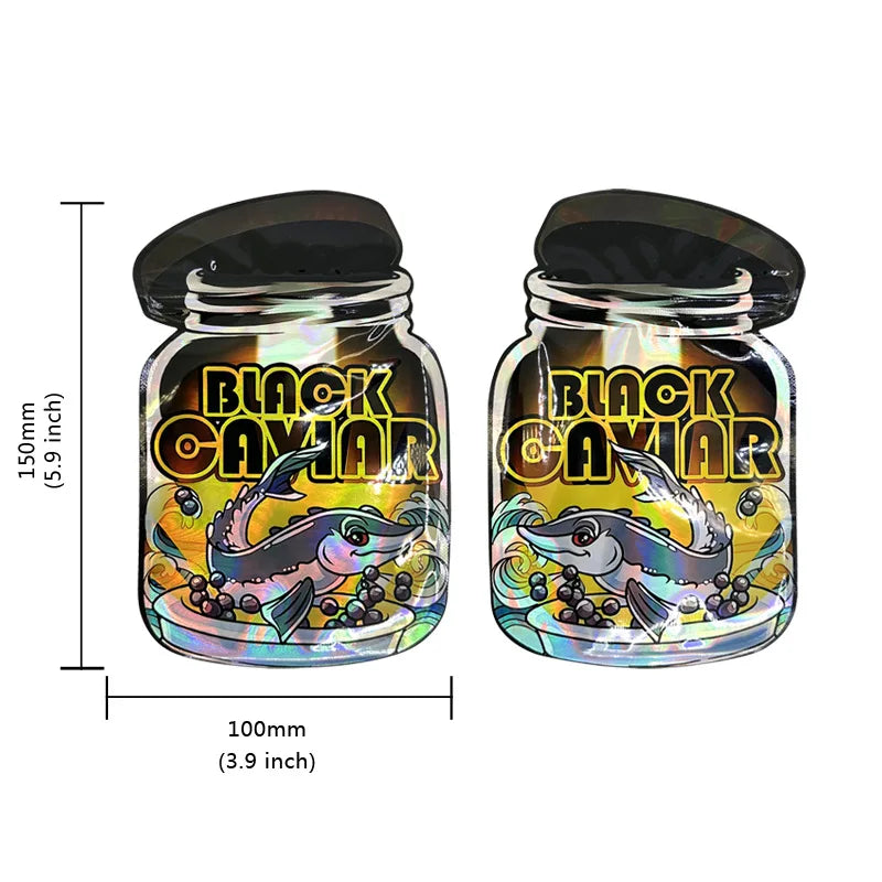 Holographic Special Shape Mylar Bag 3.5G Die Cut Cartoon Ziplock Package Rainbow Color Aluminum Foil Laser Zipper Pouch